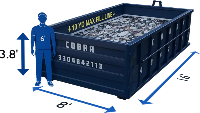 Graphic of a 10 Yard Dumpster