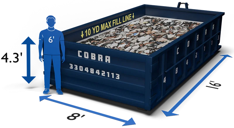 Graphic of a 10 Yard Dumpster