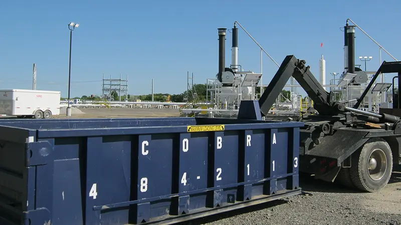 15 yard dumpster placed at a natural gas facility