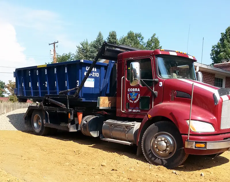 15 yard dumpster with single axle truck