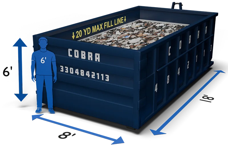Graphic of a 20 Yard Dumpster