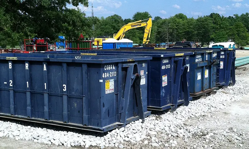 Roll-off dumpster at an industrial jobsite
